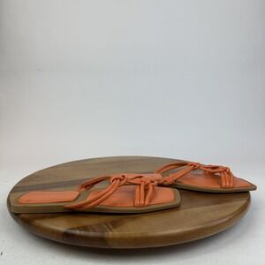 New NWOB Womens Azalea Wang Stetson Orange Casual Leather Slides Sandals Size 9